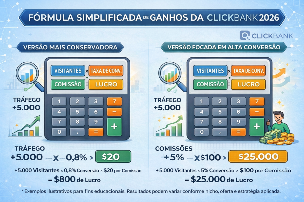fórmula simples para calcular ganhos mensais na clickbank